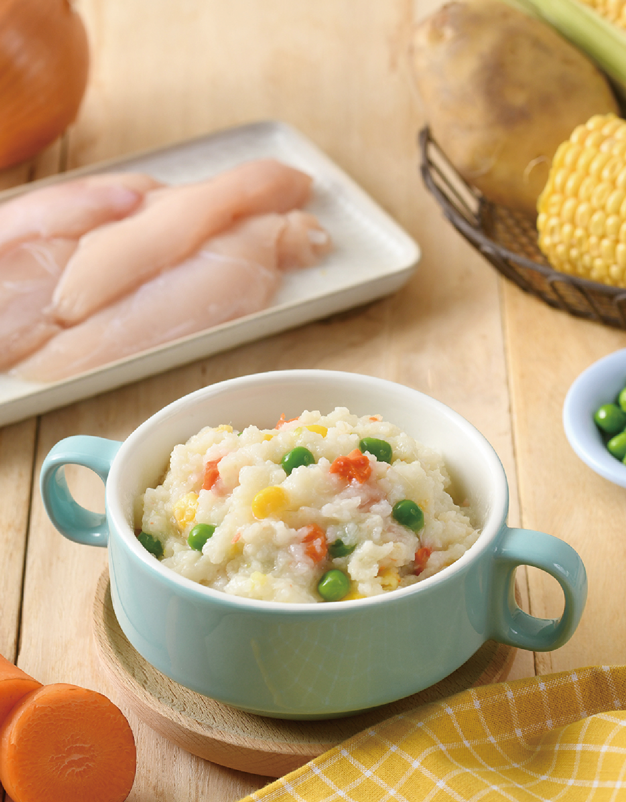 鮮嫩繽紛薯泥雞丁-燉飯