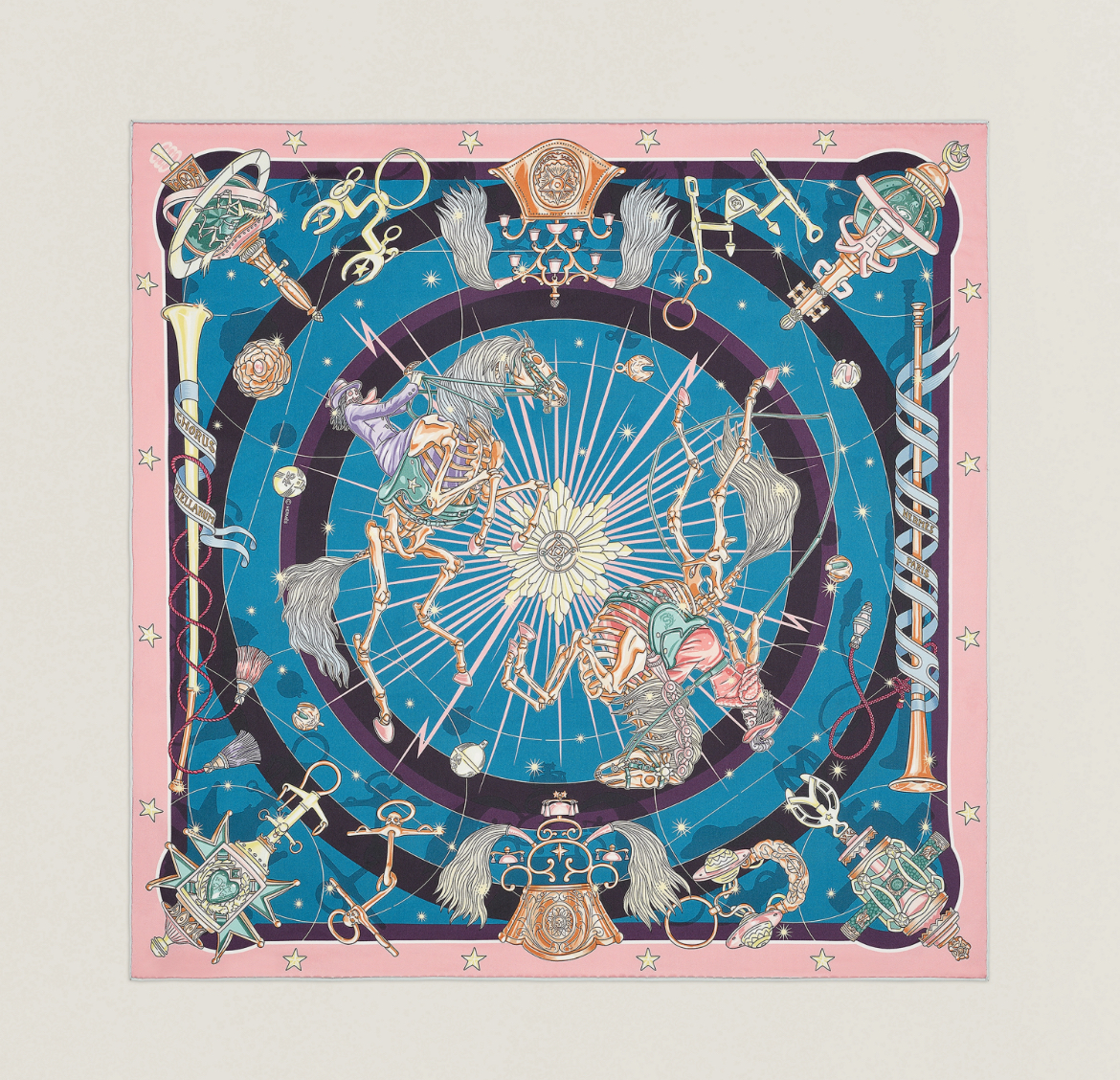 HERMES Chorus Stellarum scarf 70 PINK/BLEU