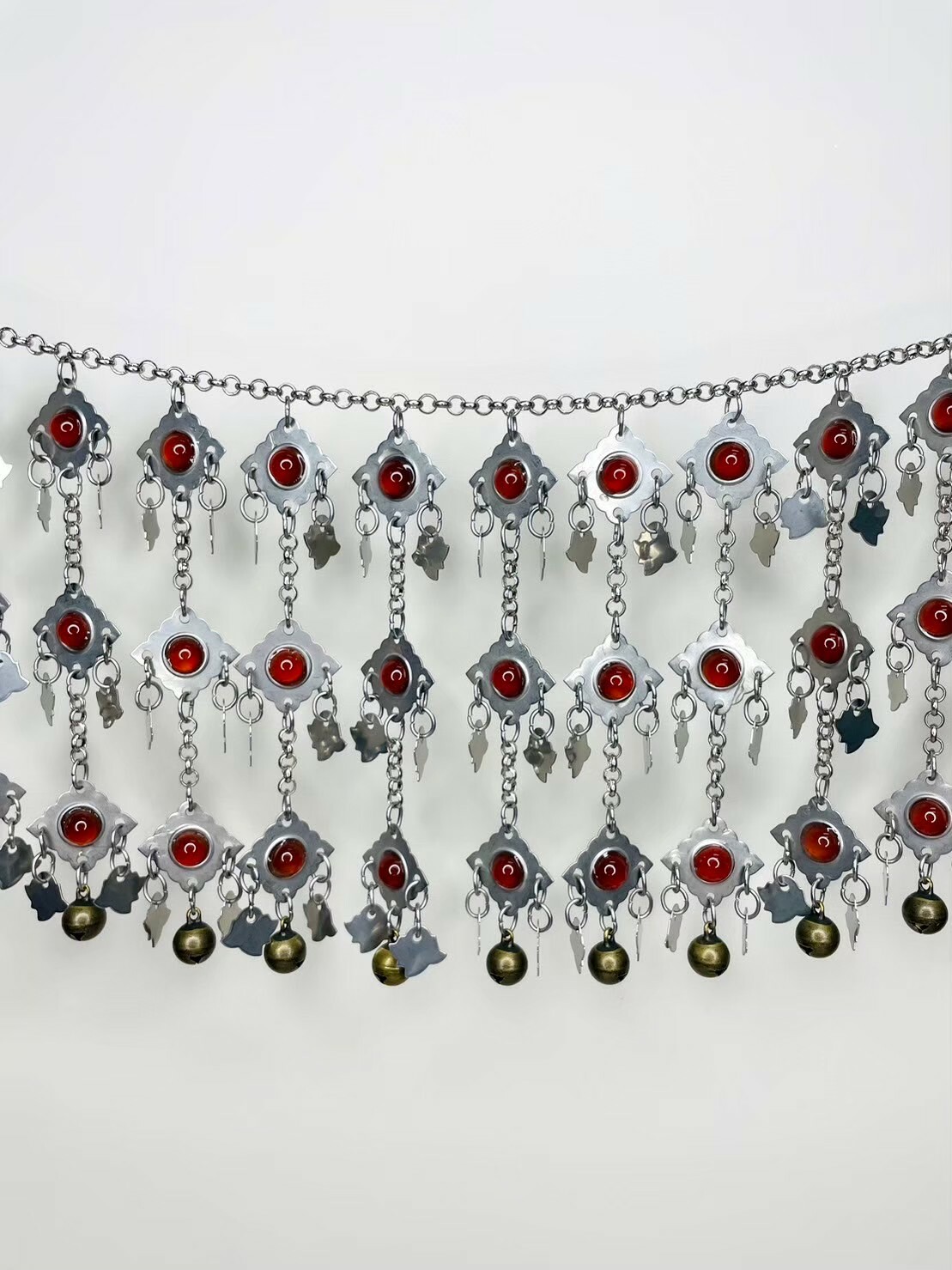 H6-紅瑪瑙三層鈴鐺鏈條122cm