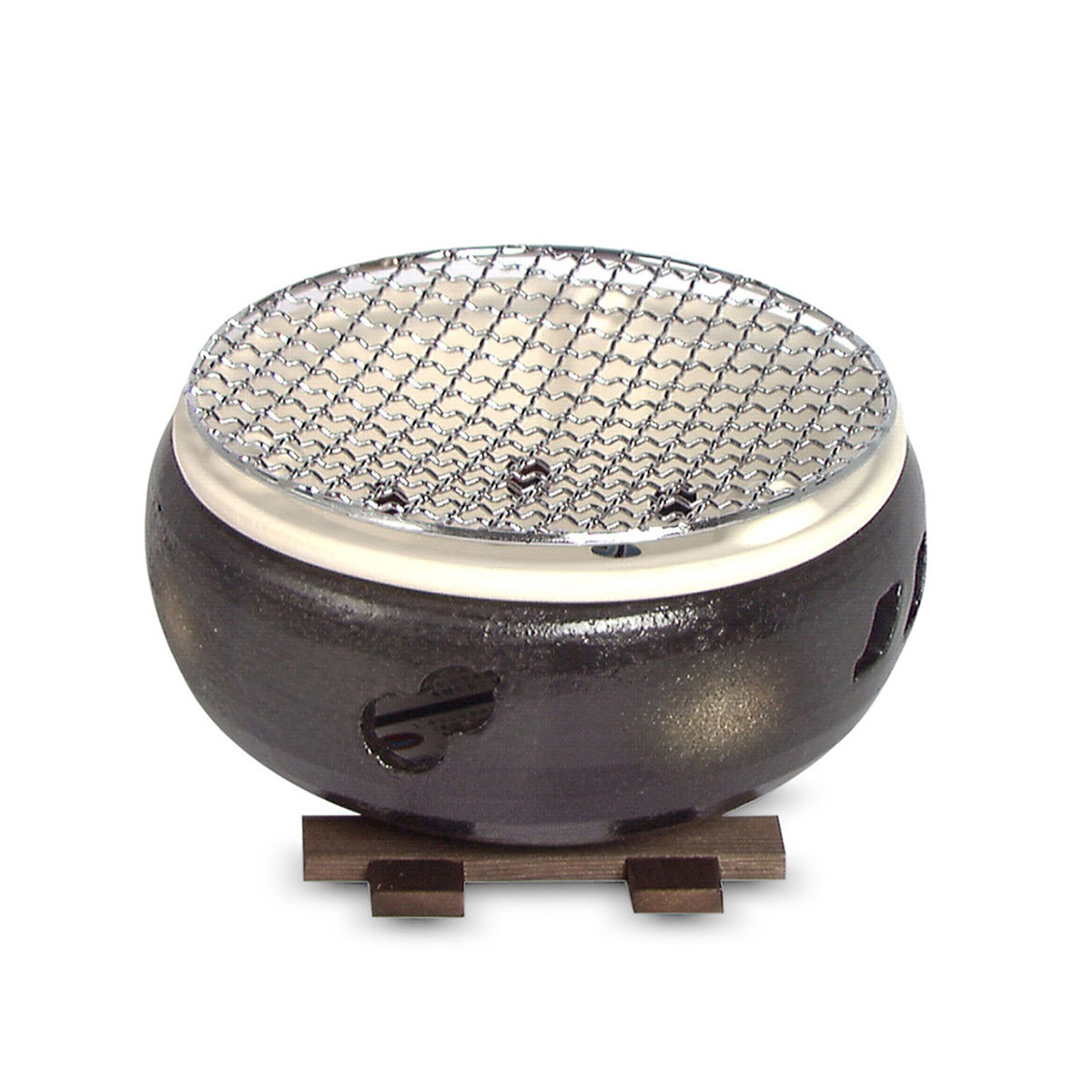 日本 萬古焼 伊勢炭燒 陶瓷烤爐 灰釉7号 -01-2109