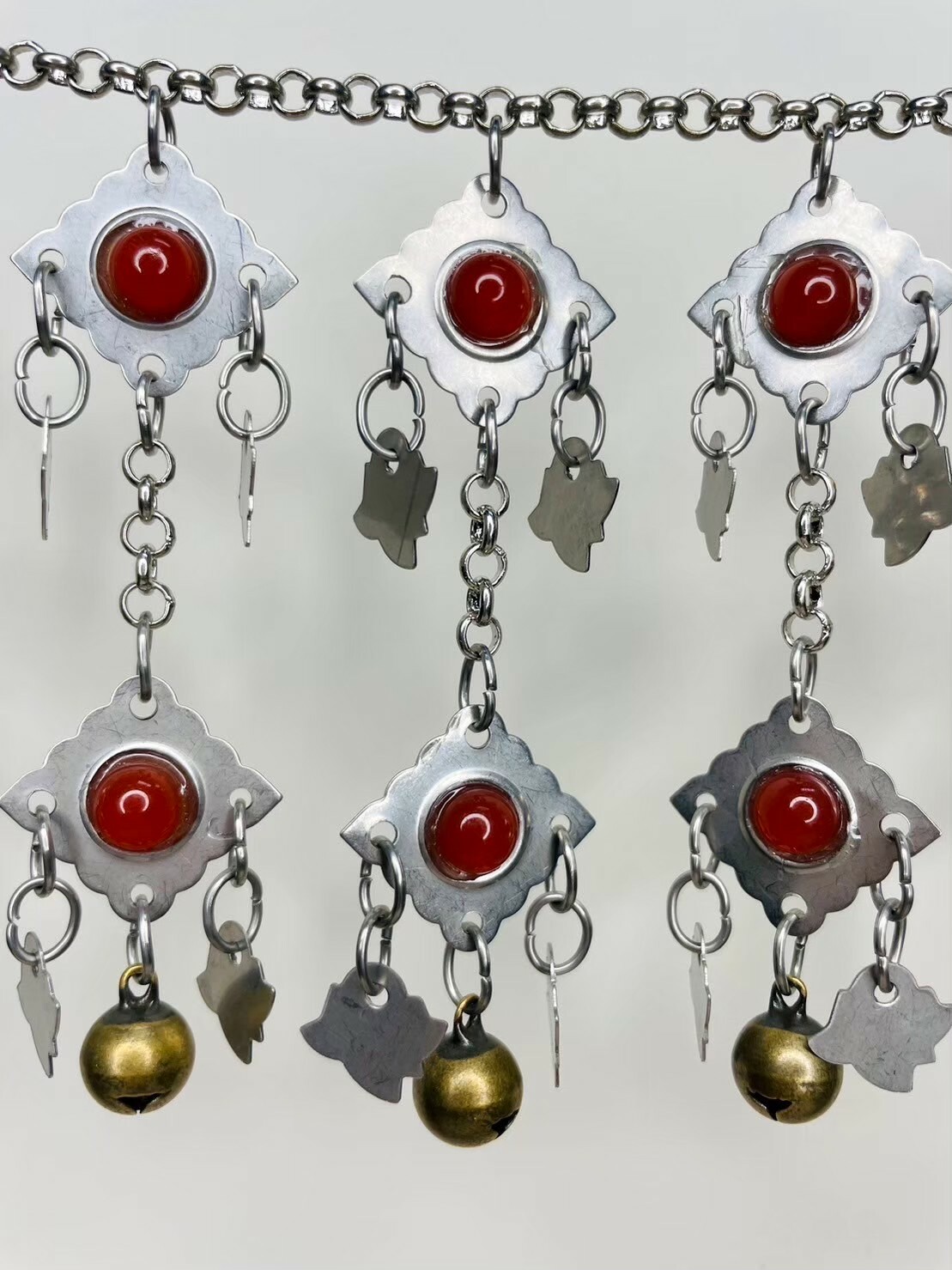 H5-紅瑪瑙雙層鈴鐺鏈條128cm