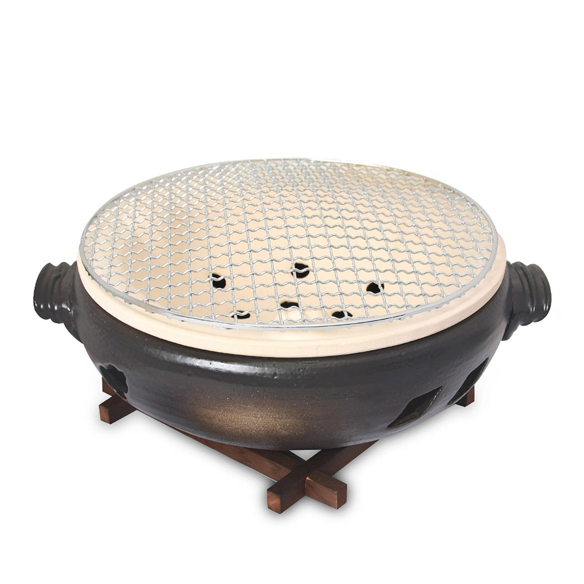 日本 萬古焼 伊勢炭燒 陶瓷烤爐 灰釉9号 -052240