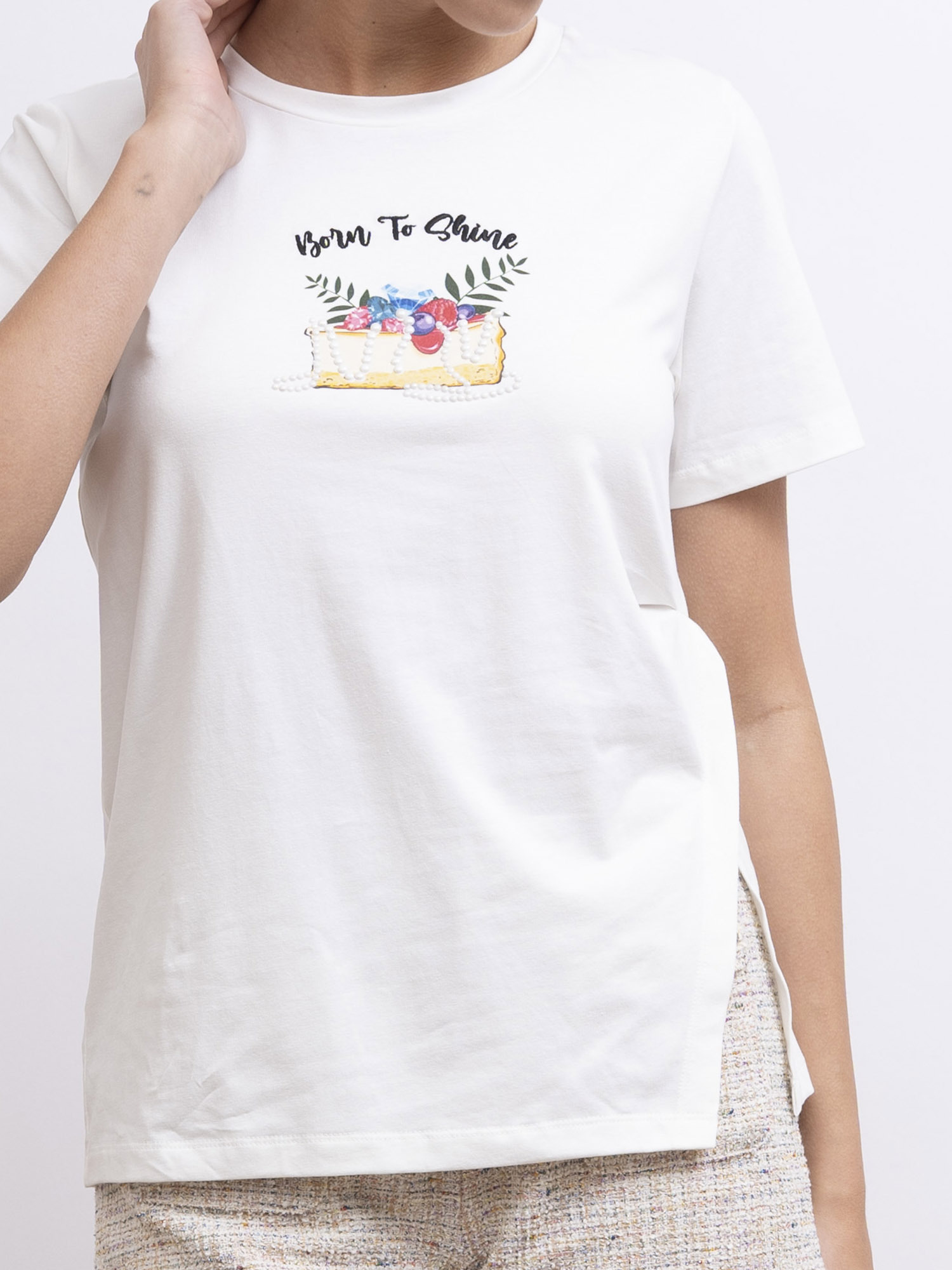 mi-tu 印花圓領T恤