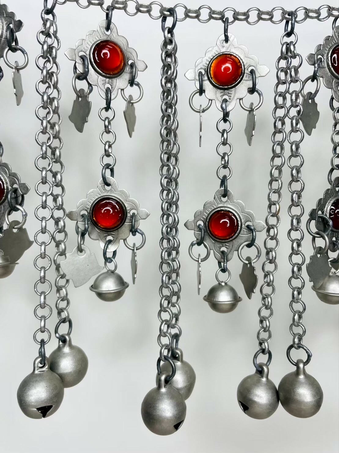 J4-全焊接兩層紅瑪瑙流蘇鈴鐺鏈條120cm