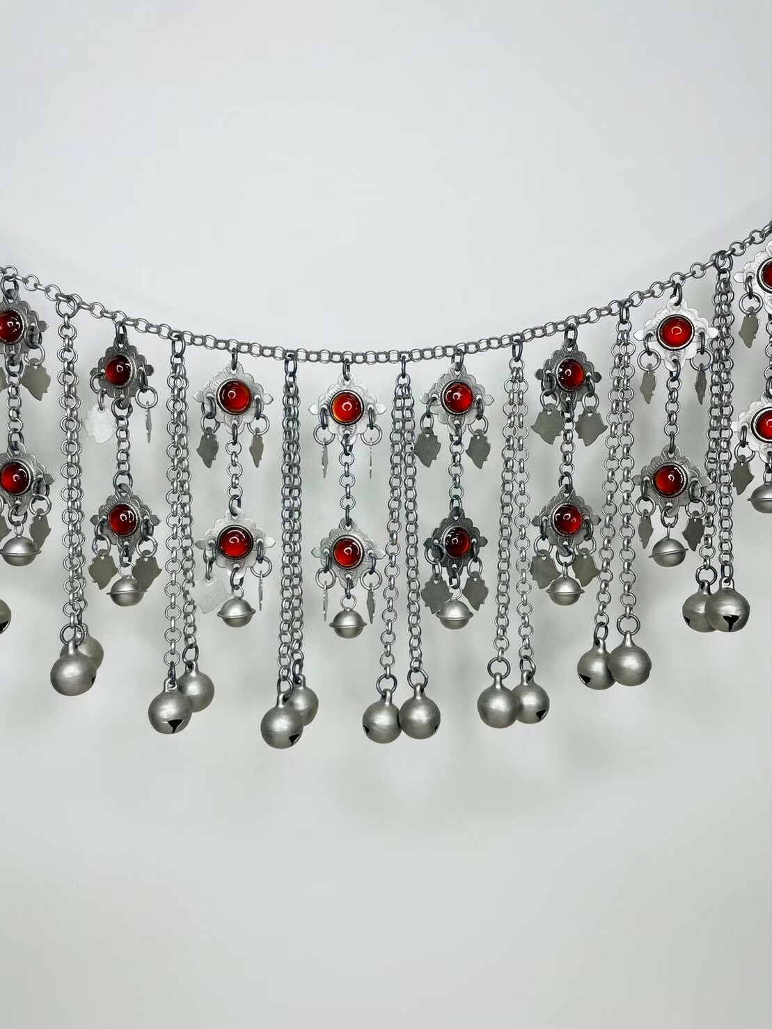 J4-全焊接兩層紅瑪瑙流蘇鈴鐺鏈條120cm