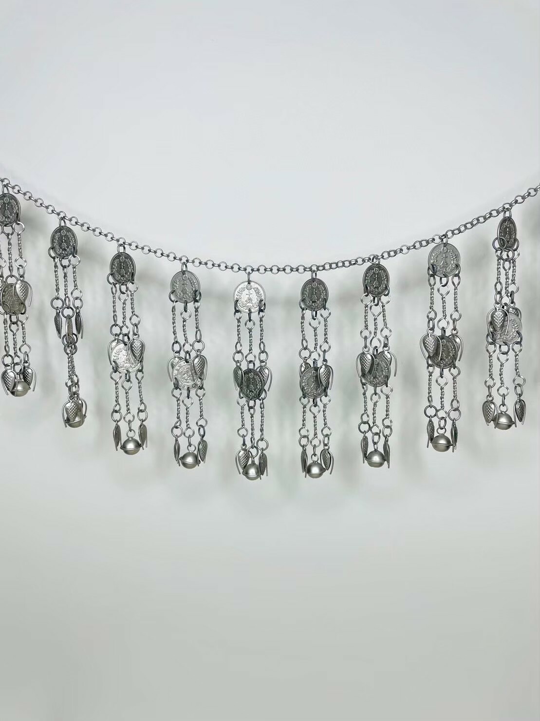 J7-全焊接十錢古幣瓜子雙層鈴鐺鏈條126cm