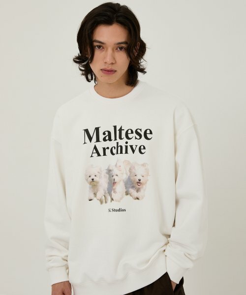 WAIKEI) Maltese archive sweatshirts WHITE