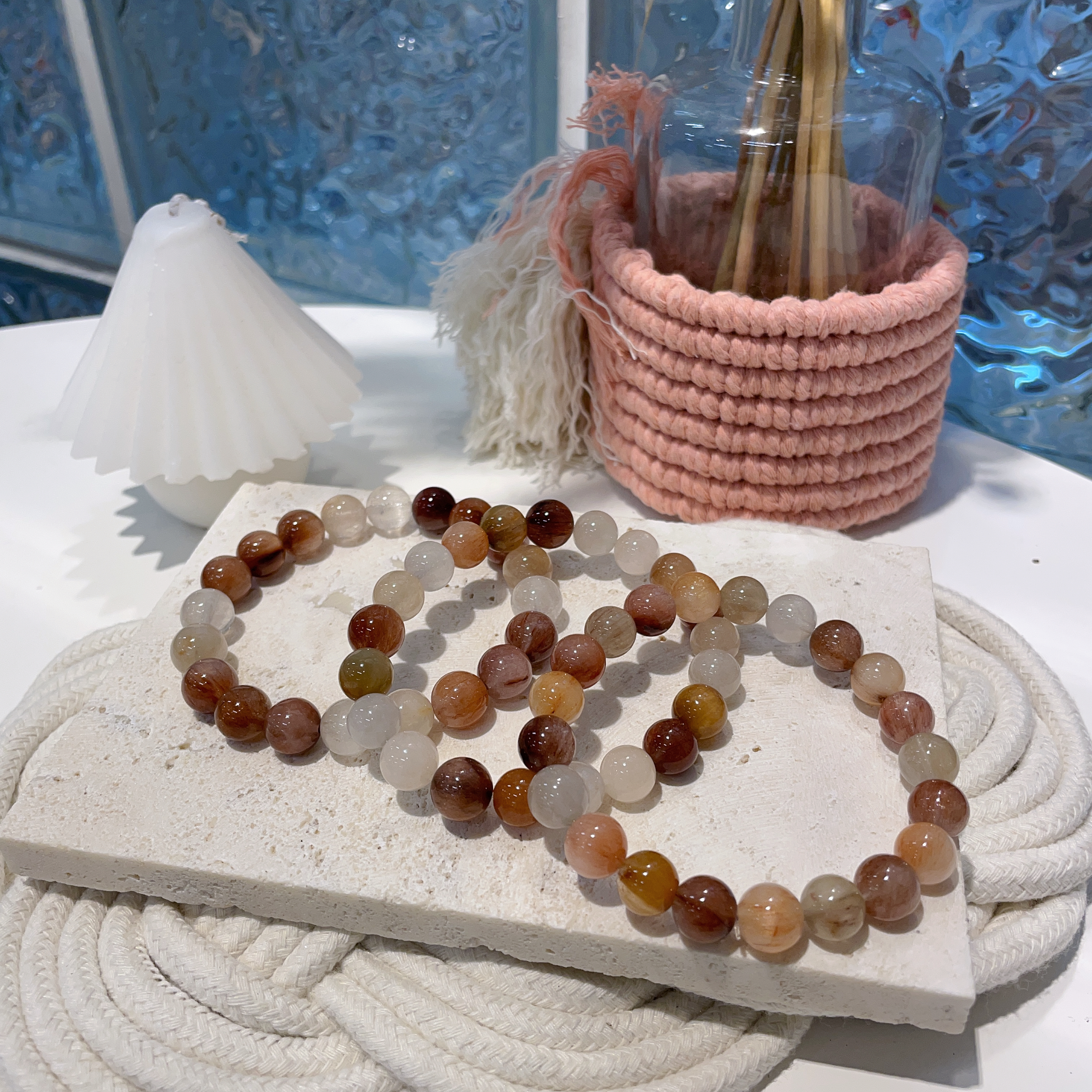 深色彩兔毛手串 9mm