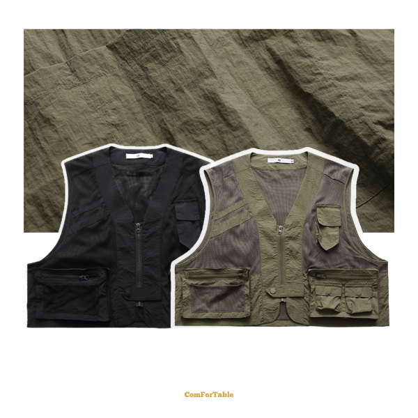 半身網眼工裝背心