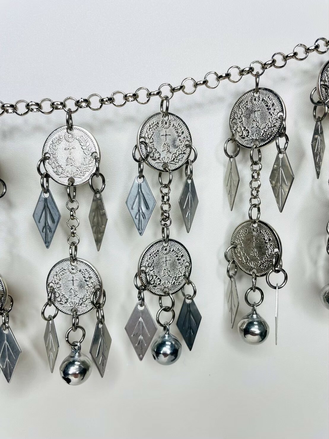 R7-十錢菱形葉片雙層鈴鐺鏈條122cm