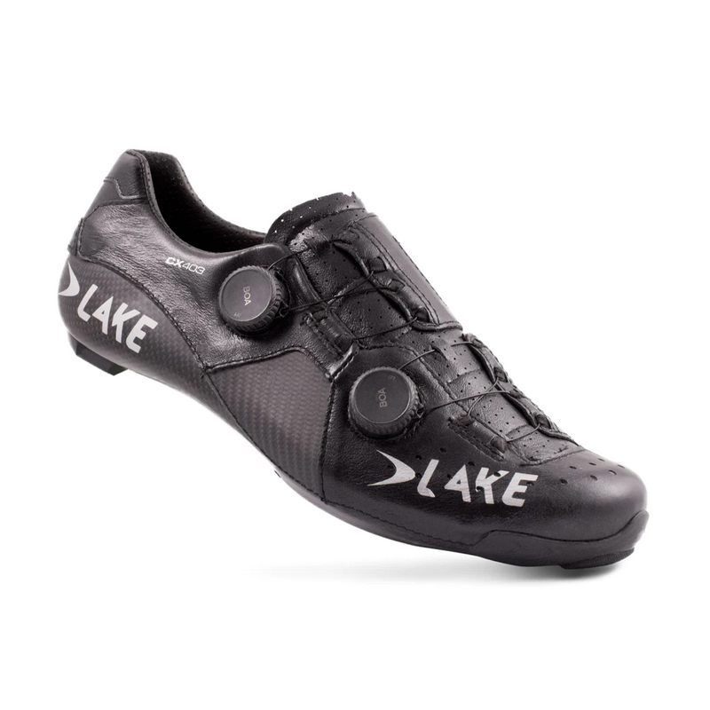 CQ3.Ｃ LAKE CX403-X WIDE CARBON ROAD SHOES - BLACK/SILVER