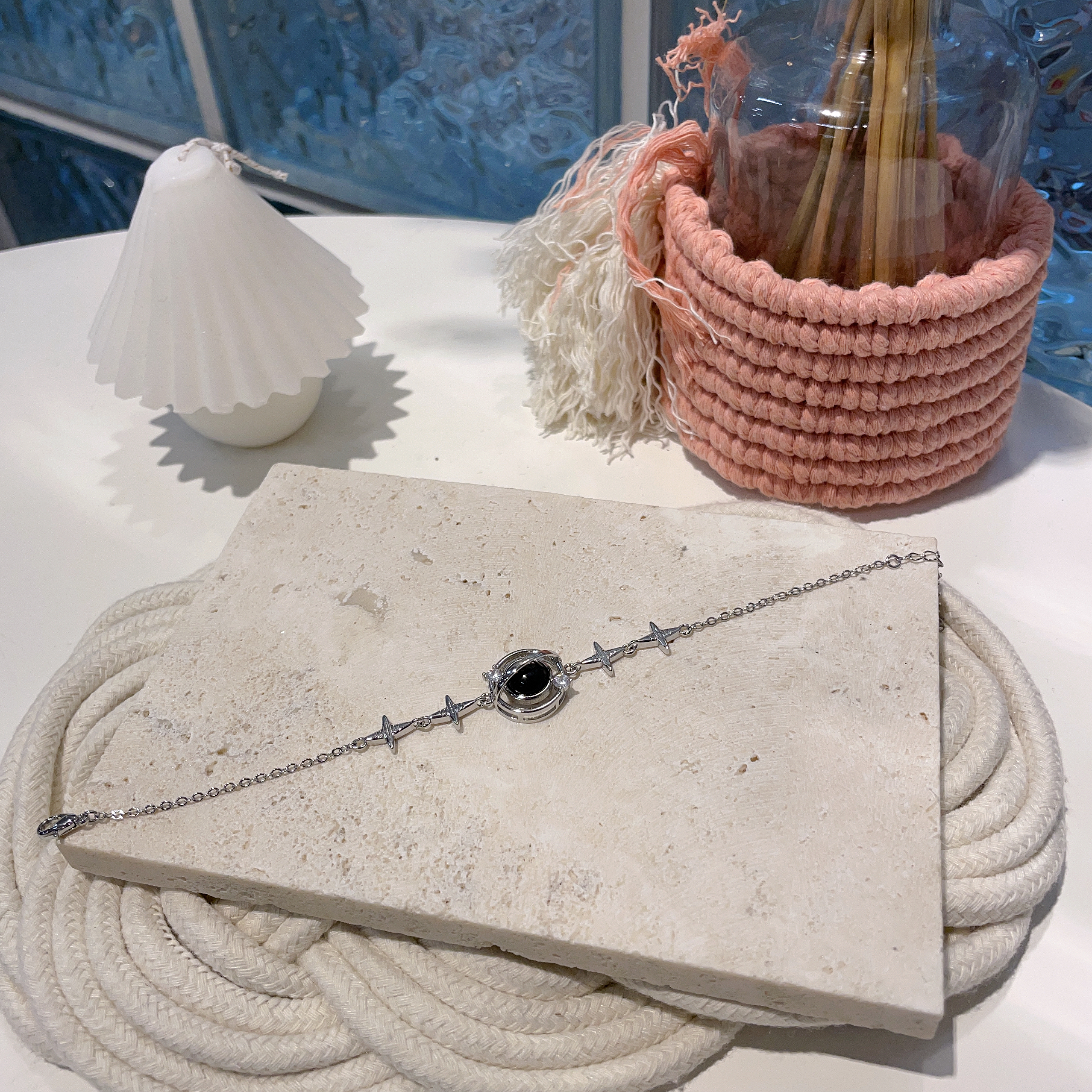 金運石星球半銀手鏈