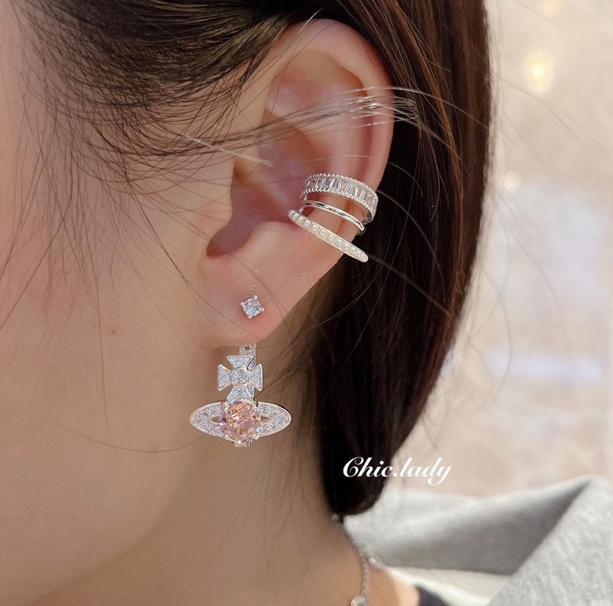 Earrings |兩戴粉鑽土星