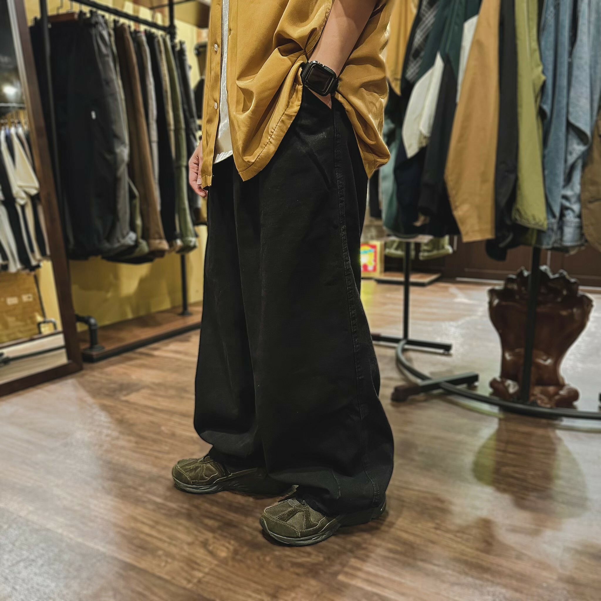 百搭繫繩闊腿牛仔長褲