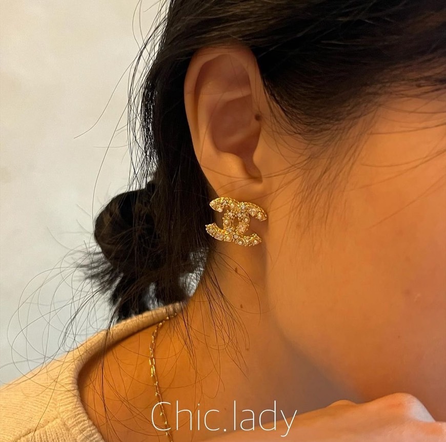 Earrings | 亮鑽珍珠小香耳環