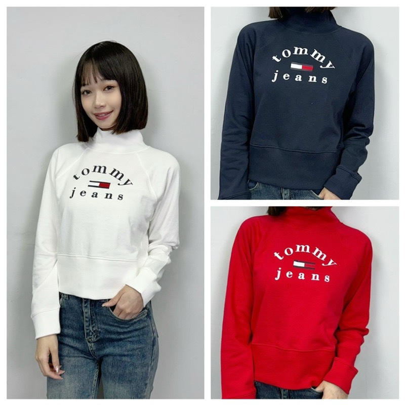 Tommy Jeans 女款 高領 字母國旗 大學T 長袖上衣
