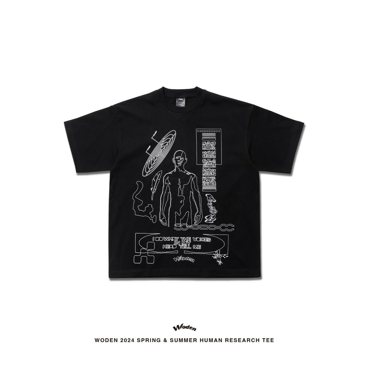 WODEN 2024 Spring & Summer 002 Human research tee 黑色款