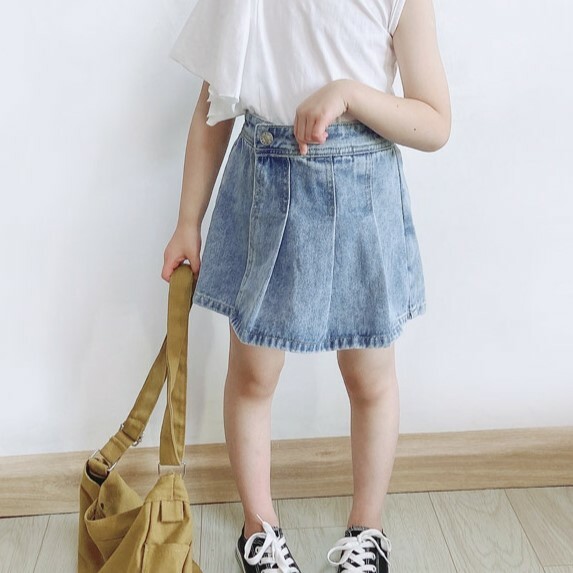 牛仔百褶短褲裙 100-150cm