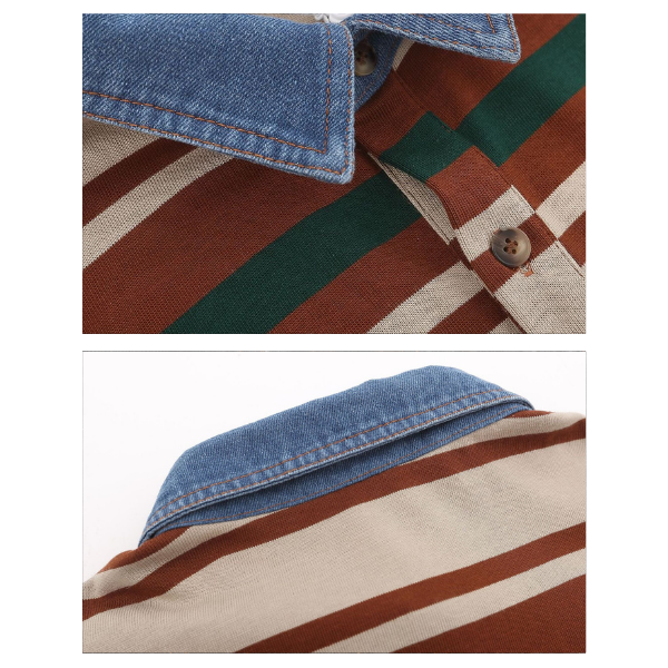 復古學院風條紋POLO衫