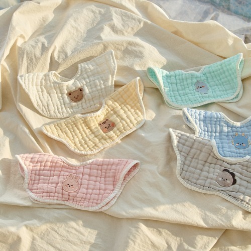 DOTFRIENDS六色棉花糖系列-8重紗布棉big波浪圍嘴