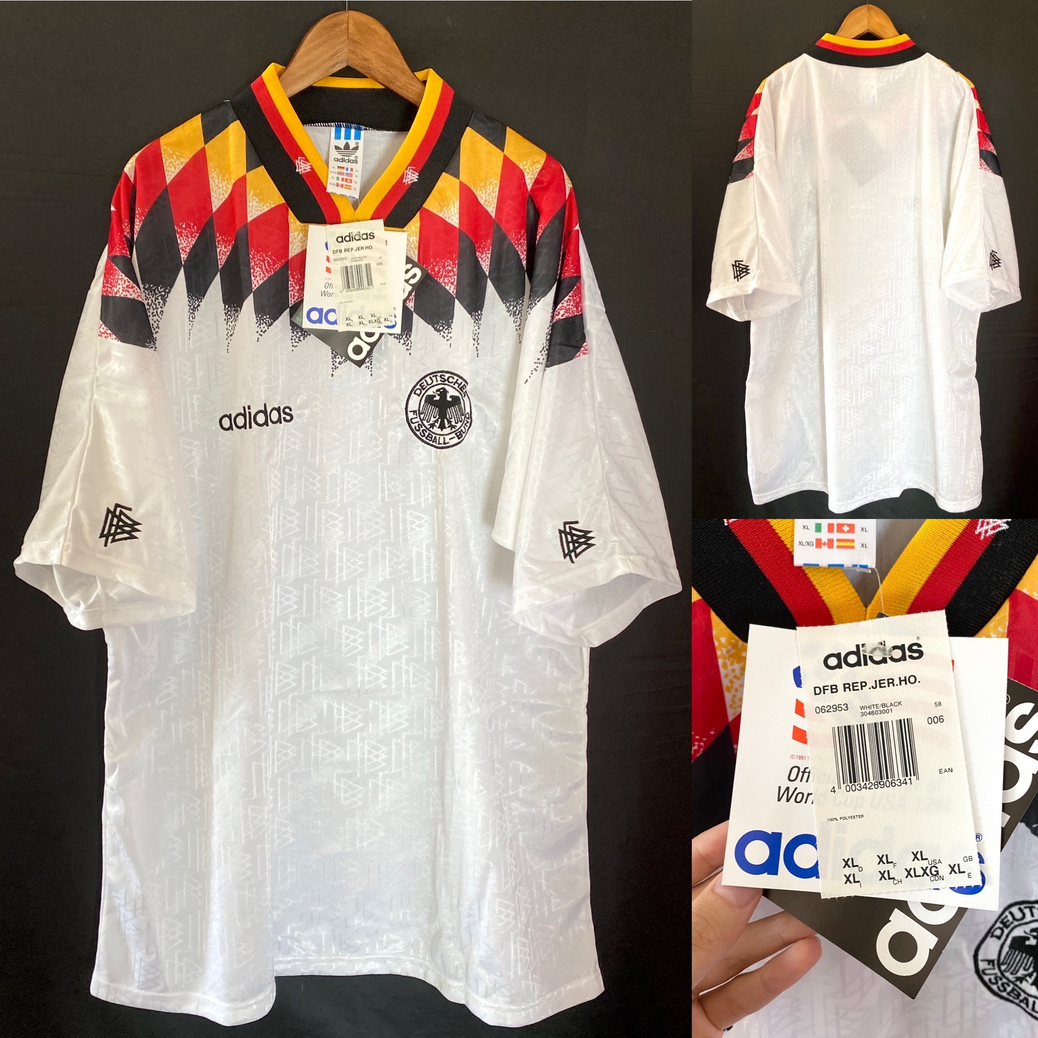 (全新有牌) 德國 1994 世界盃 Adidas 主場球衣