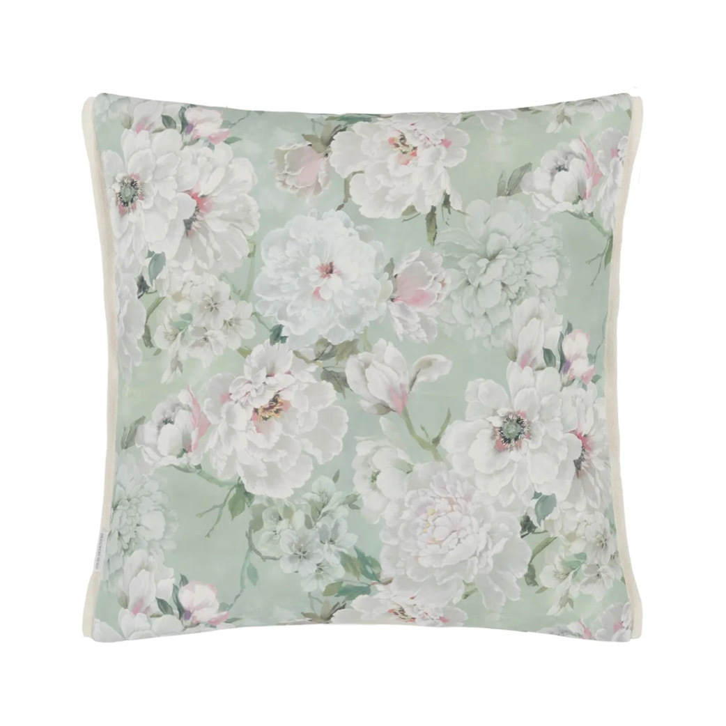 【Designers Guild】Fleur Blanche 白花綠底抱枕（預購）
