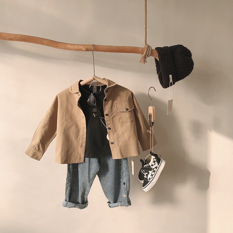 素色後背標籤長袖上衣