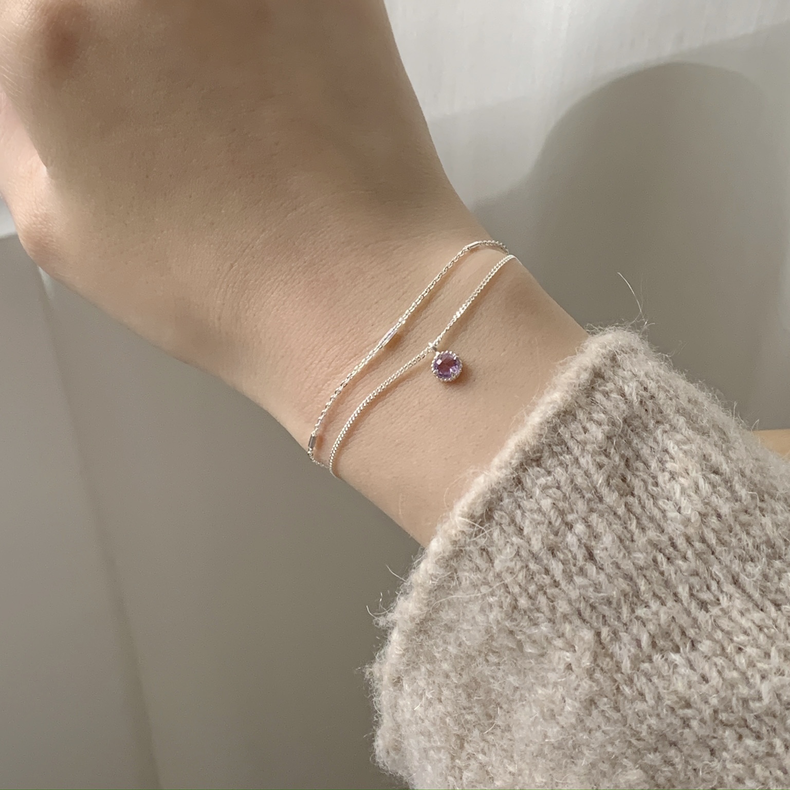 蛋撻紫水晶雙層手鍊