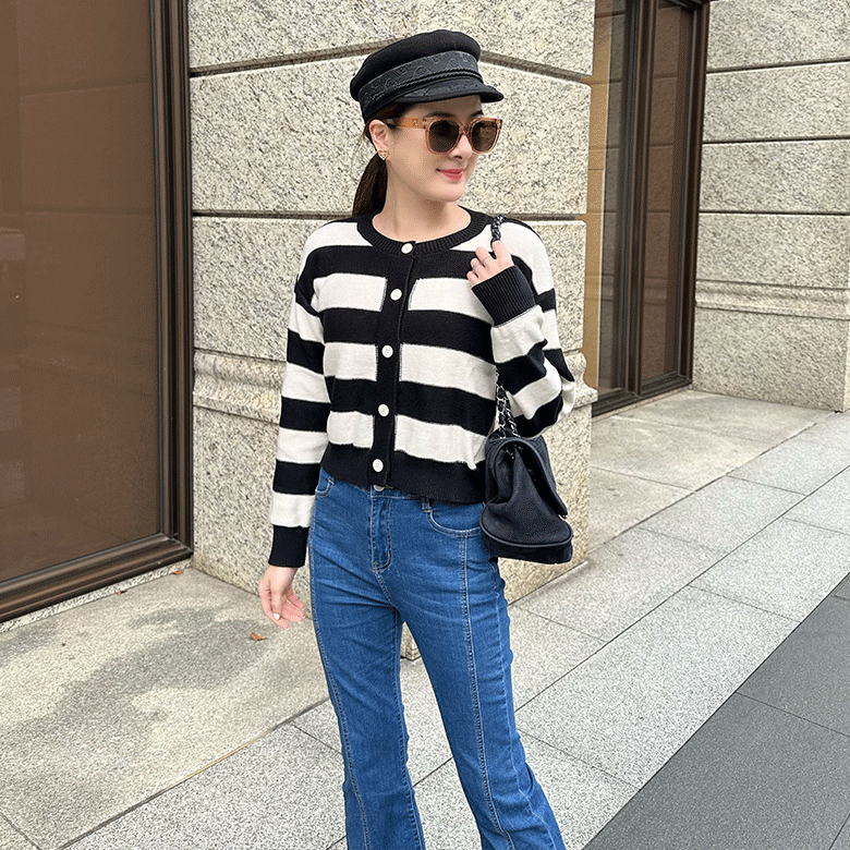 黑白條紋針織小外套