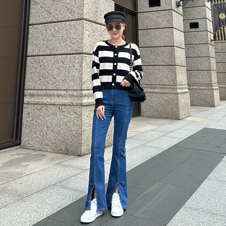 黑白條紋針織小外套