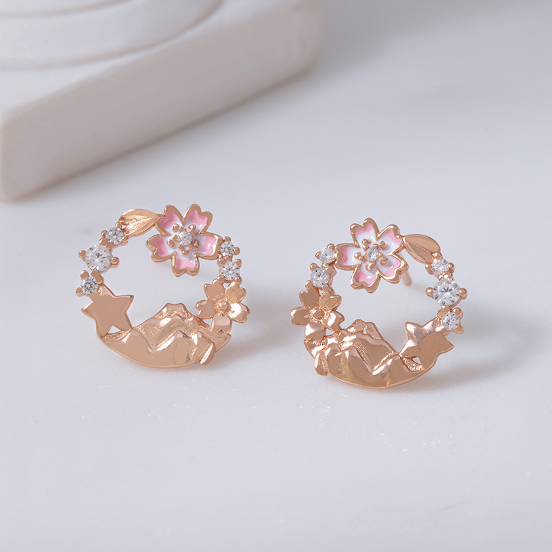 銀桃❤︎ 925純銀]MARIGOLD北斗七星旋轉星芒鋯石項鍊【KMD629】-銀