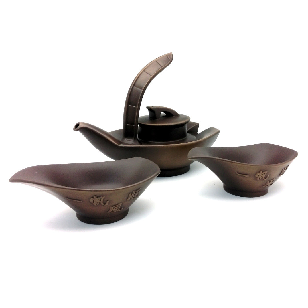 紫砂陶意象茶具組禮盒｜一帆風順 一壺二杯品茗首選