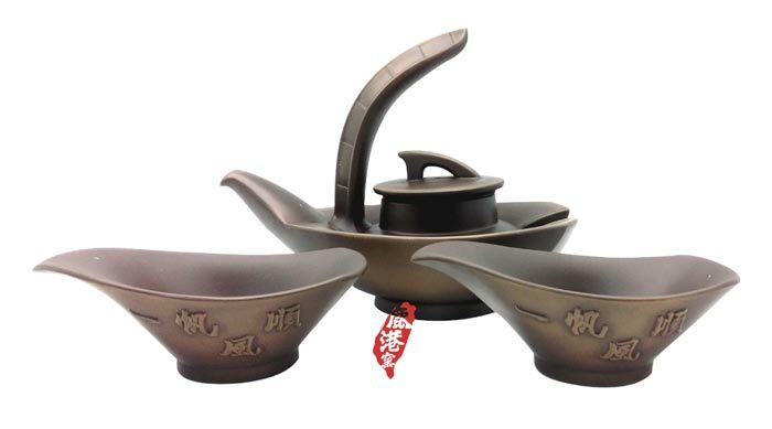 鹿港窯禮品館│紫砂陶-意象茶具組【一帆風順-一壺二杯】禮盒