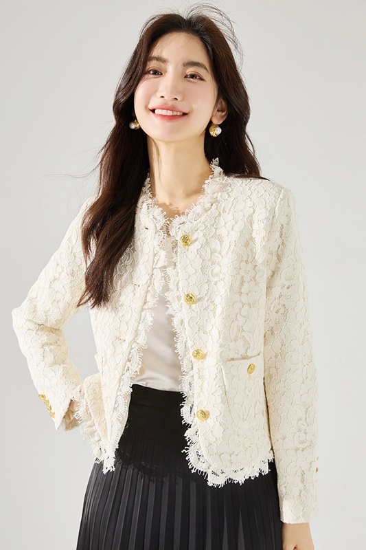 睫毛蕾絲小香風外套 兩色