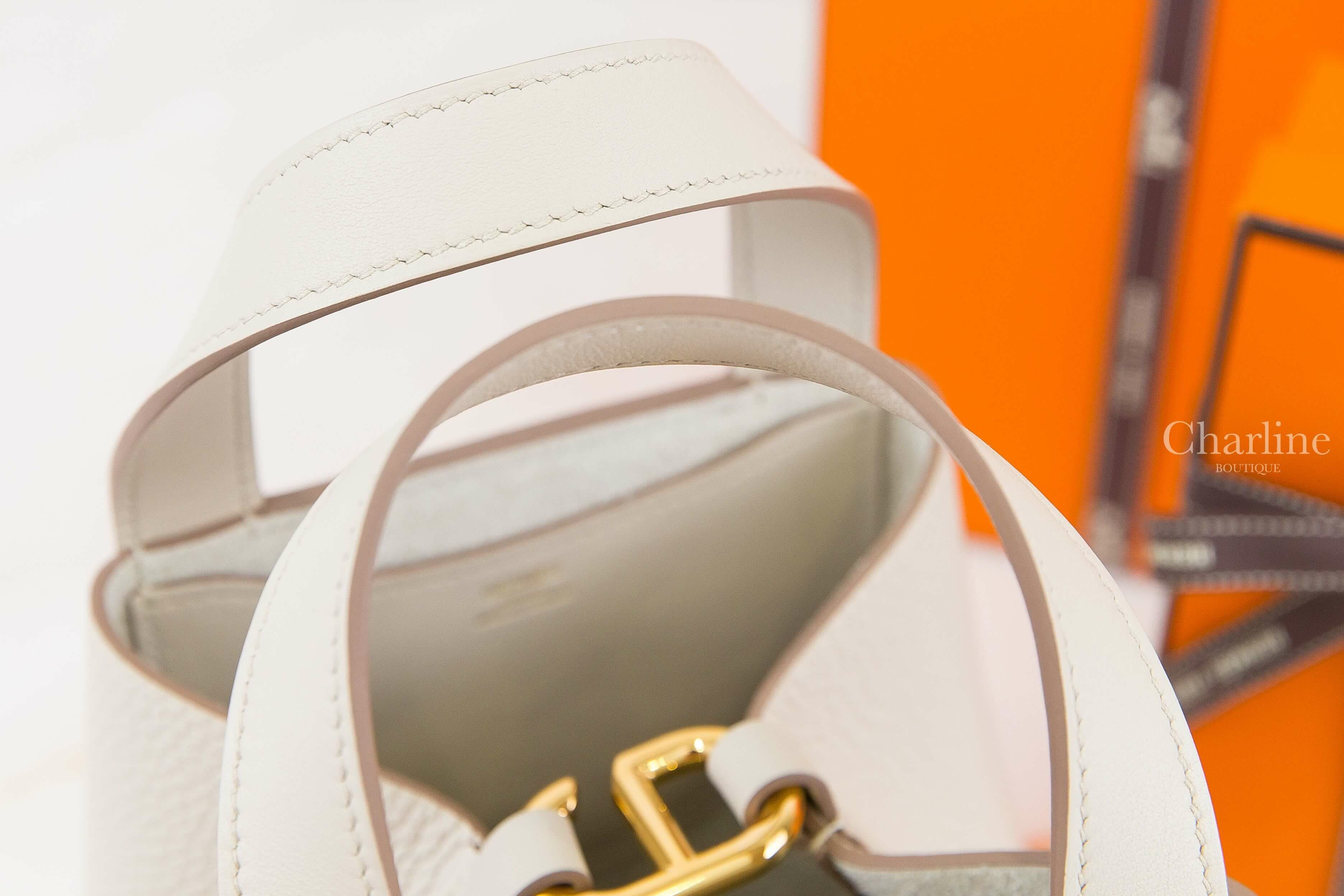 Hermès In The Loop 18cm 8L Beton Taurillon Clemence 冰川灰金釦小型提把水桶包