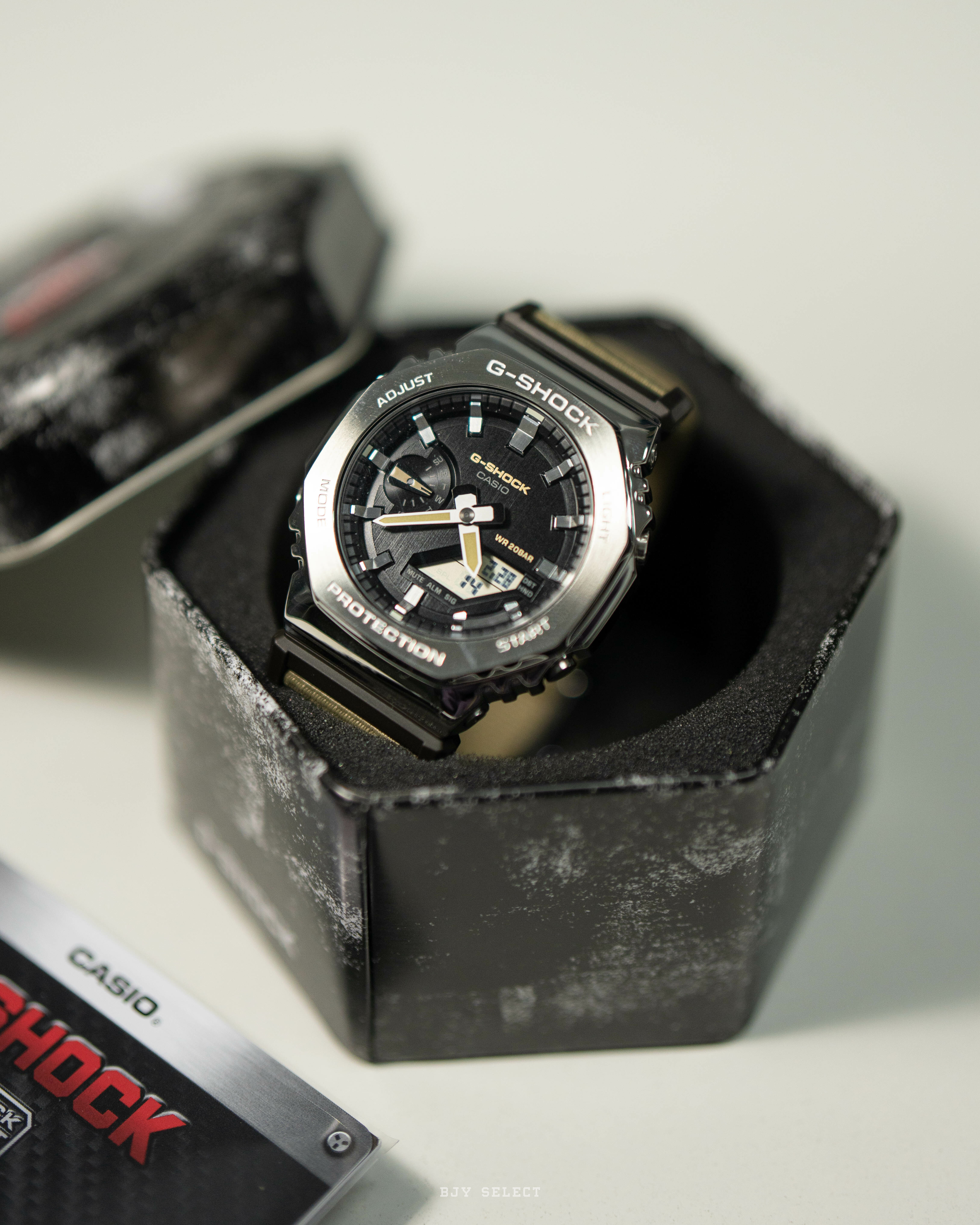 #預購 G-SHOCK 農家橡樹 八角 布質編織錶帶 金屬錶殼 GM-2100C-5A 銀