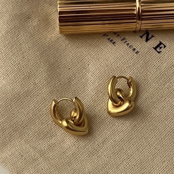 復古光面金愛心 鏤空一款兩戴墜