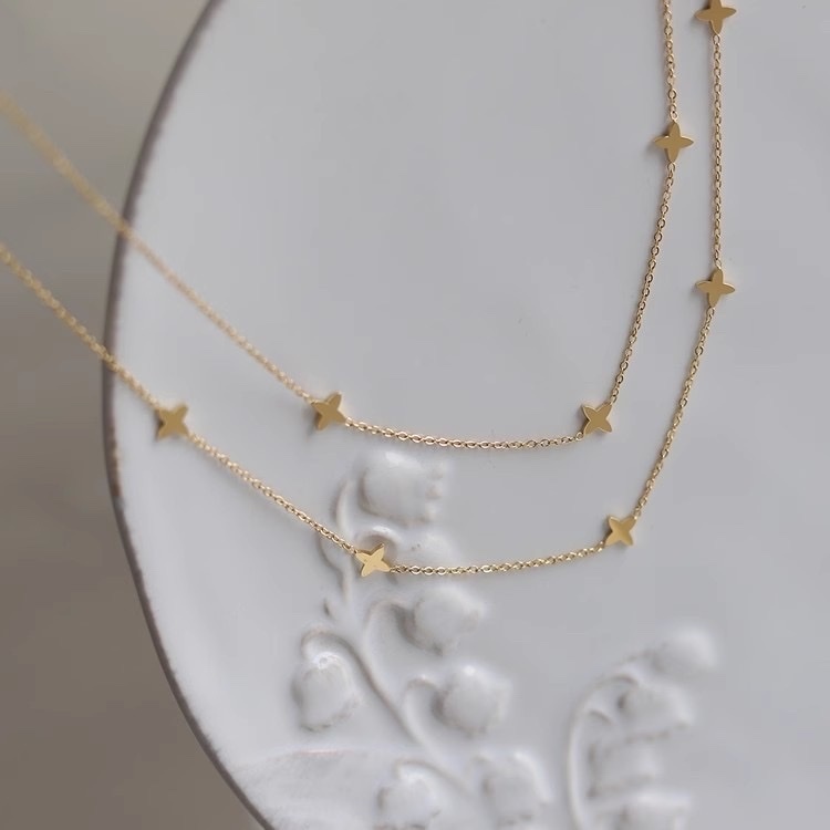 gold四葉草 輕低奢一體鈦鋼細項鍊