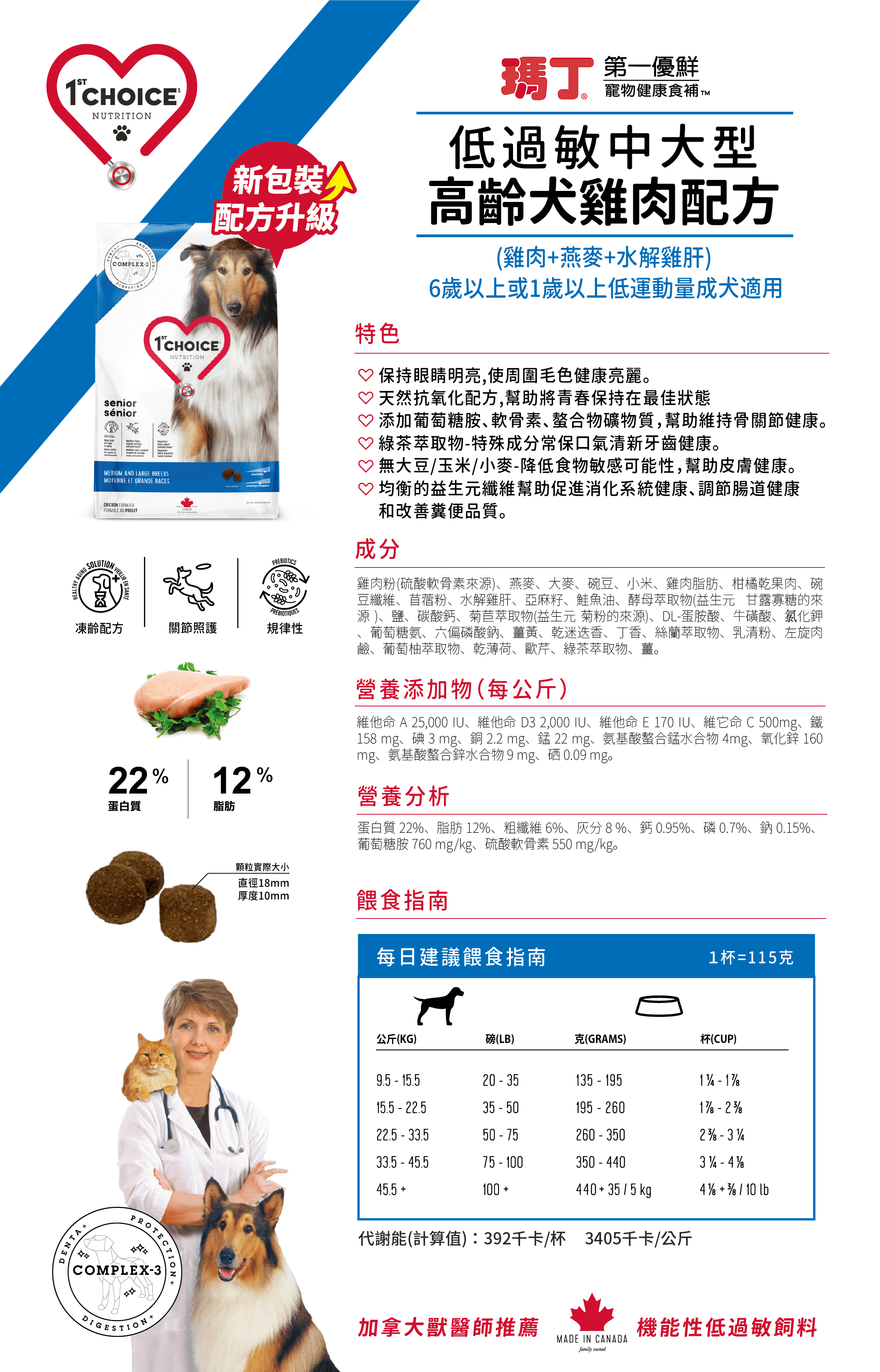 (大顆粒) 瑪丁 中大型高齡犬低敏雞肉配方 抗氧化成分,口腔護理,關節保健,預防淚痕,老犬,老犬飼料,高齡犬,高齡犬飼料,瑪丁,中大型高齡犬低敏雞肉配方,瑪丁中大型高齡犬低敏雞肉配方,雞肉配方,加拿大進口,第一優鮮,硫酸軟骨素,葡萄糖胺,礦物質