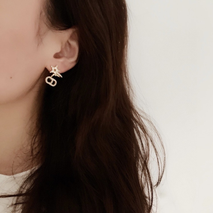 經典CD水鑽星星 假雙環定製耳釘