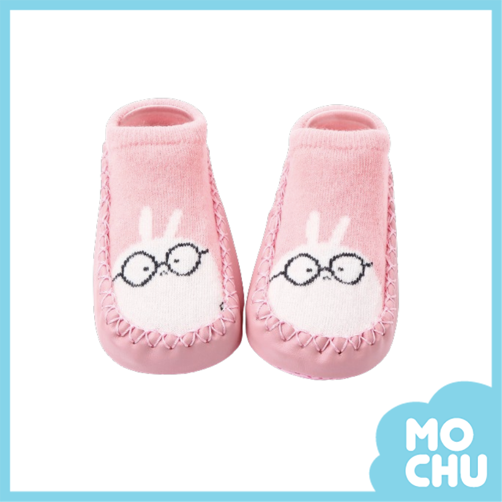 眼鏡粉兔防滑學步連襪鞋