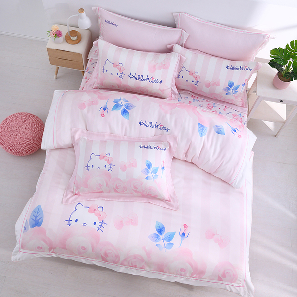 HELLO KITTY床包兩用被組 | 萊賽爾天絲 | 粉色浪漫 花園篇