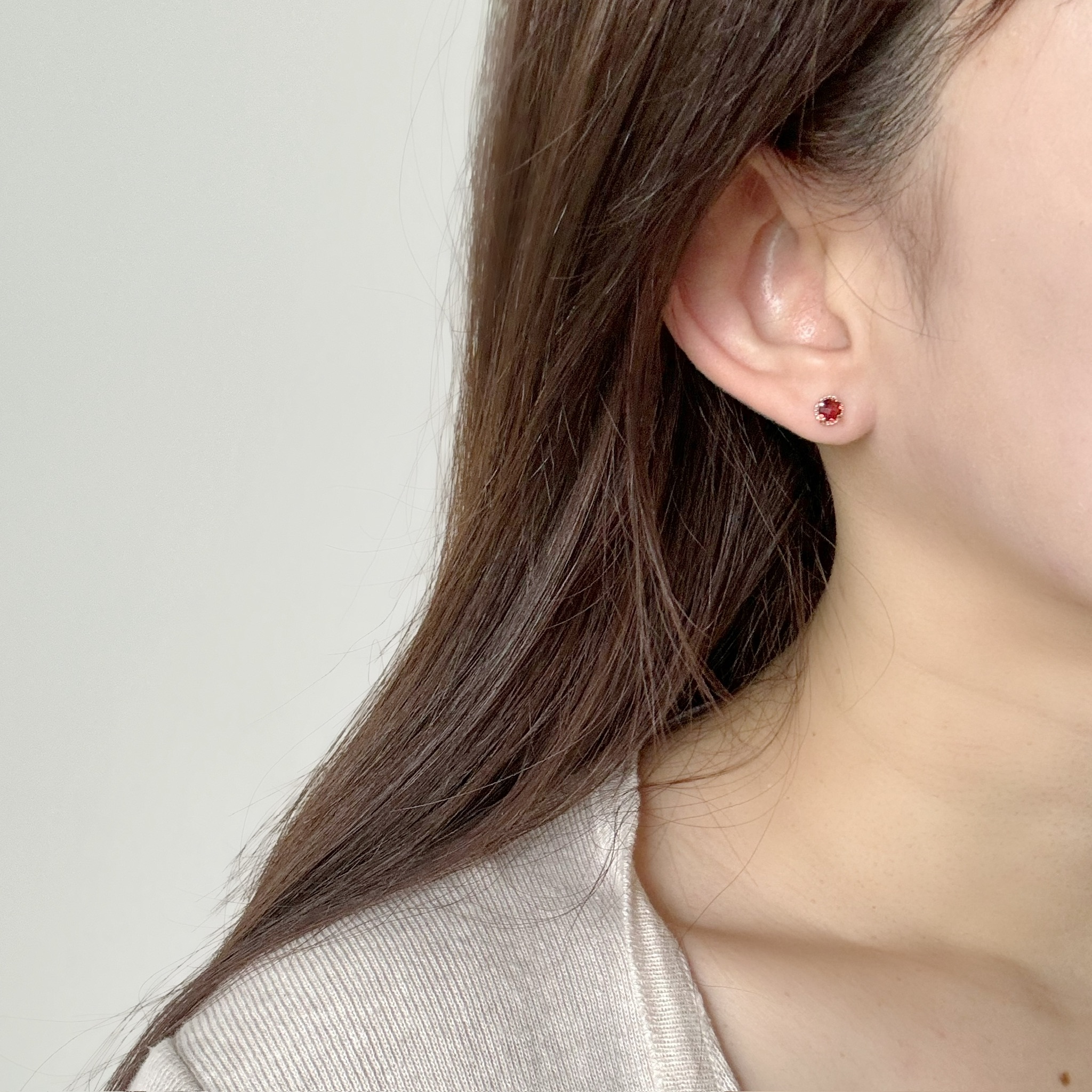 蛋撻石榴石耳環