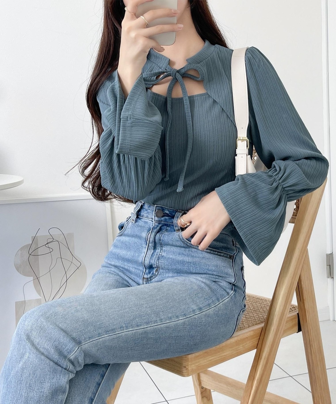 KTQ STORE ‧ mily bilet 2way緞帶糖果袖上衣