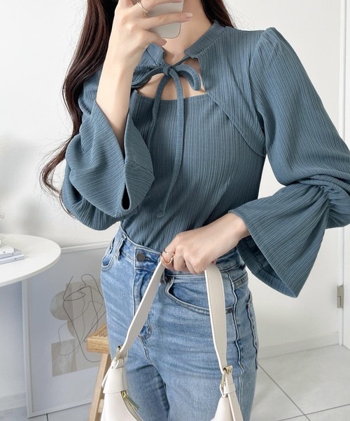 KTQ STORE ‧ mily bilet 2way緞帶糖果袖上衣