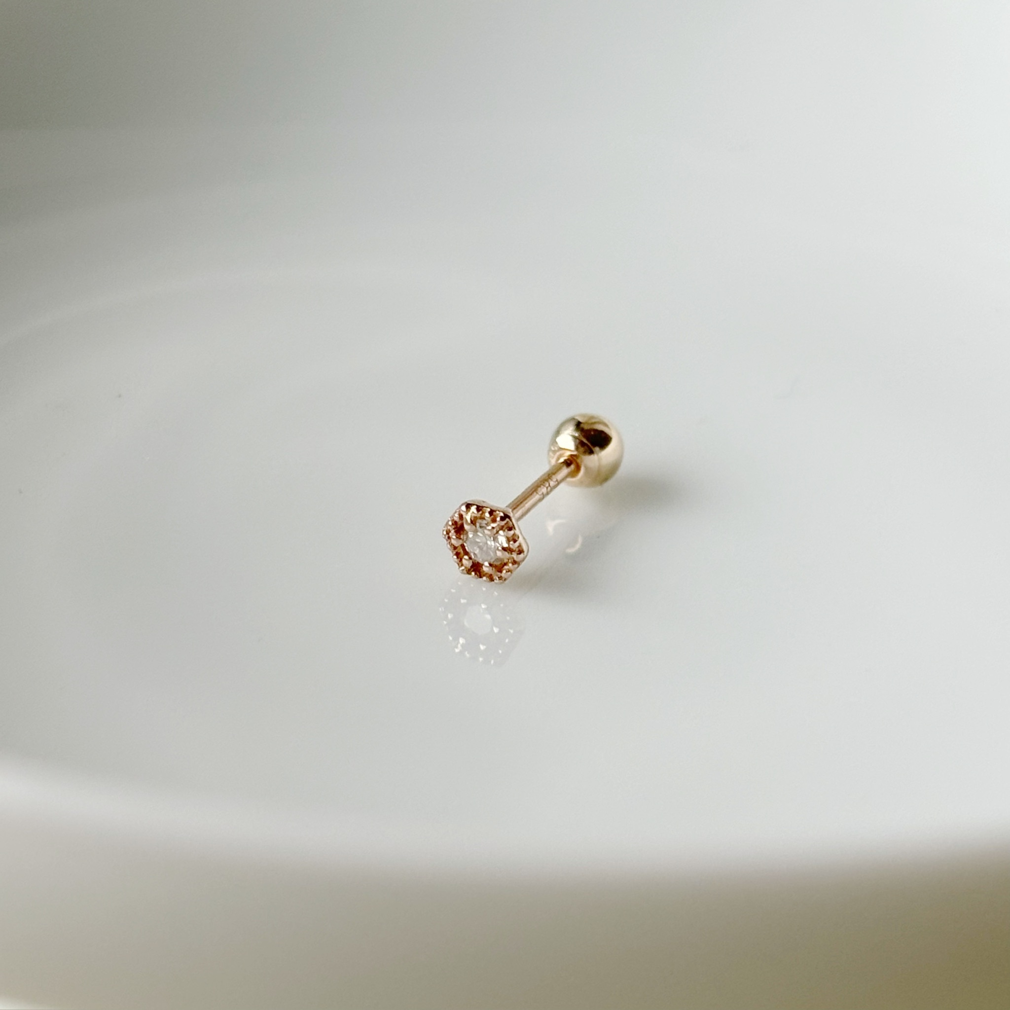 14k復古六角真鑽轉珠耳環