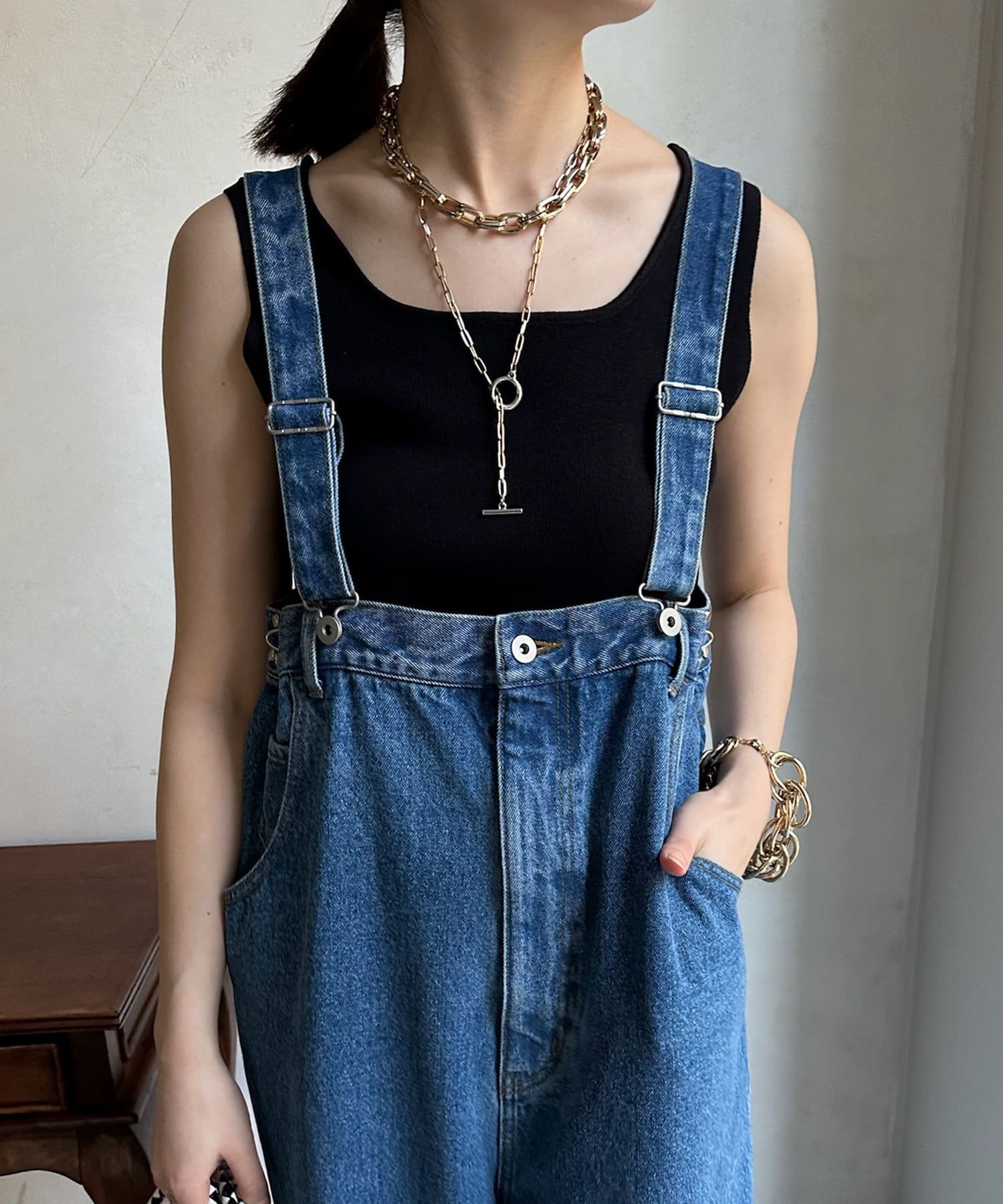 DOUDOU(ドゥドゥ)  【新色追加】スクエアニットタンク黑（DDZ1031105A0002）