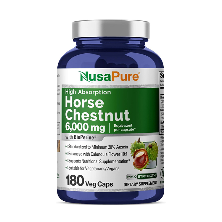 Nusapure Horse Chestnut 6000mg With Calendula Flower,180 Veggie Capsules