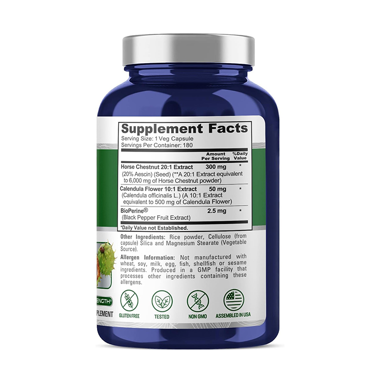 Nusapure Horse Chestnut 6000mg With Calendula Flower,180 Veggie Capsules