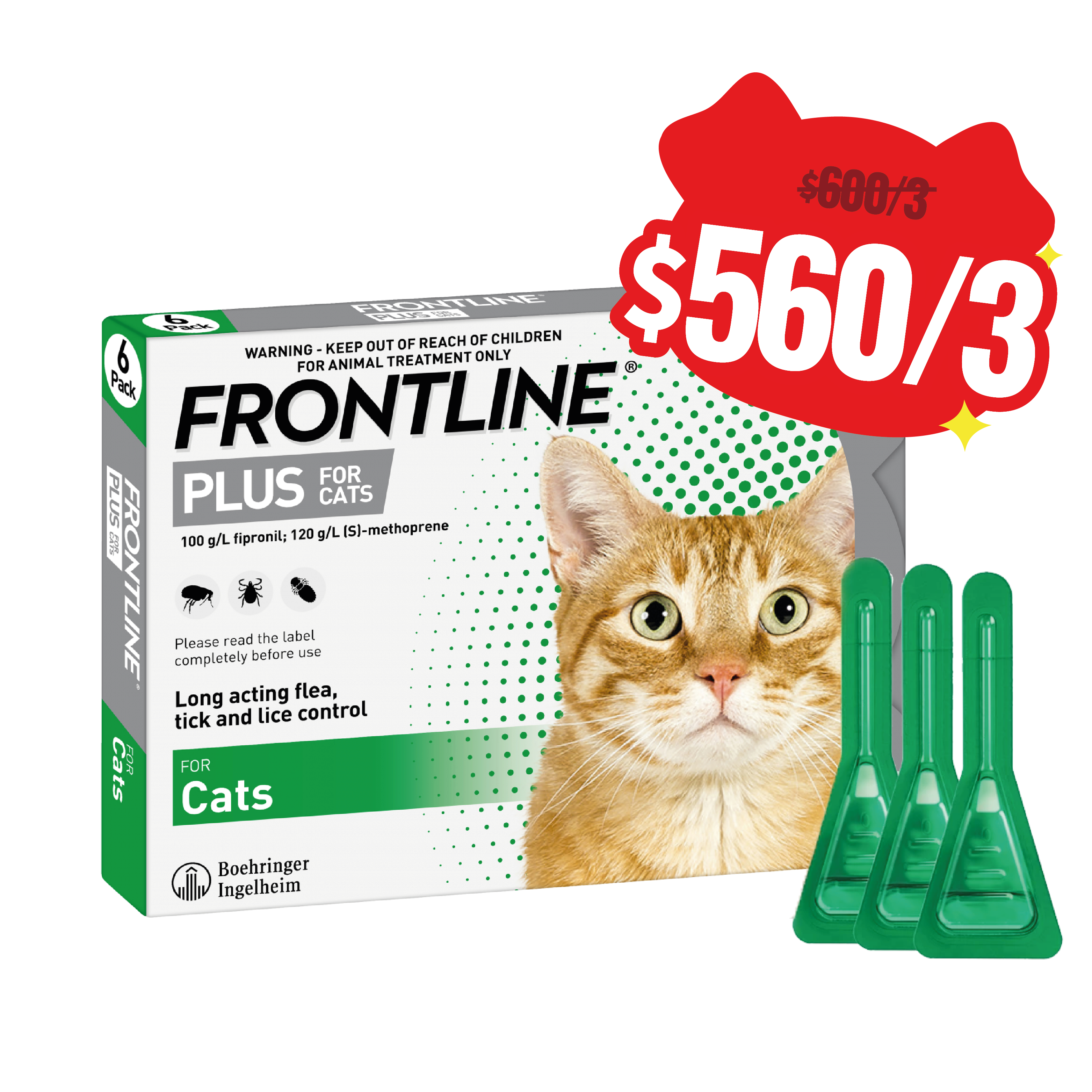 【3盒優惠】Frontline⎜Plus 貓用殺蚤滴頸劑 (Cat)